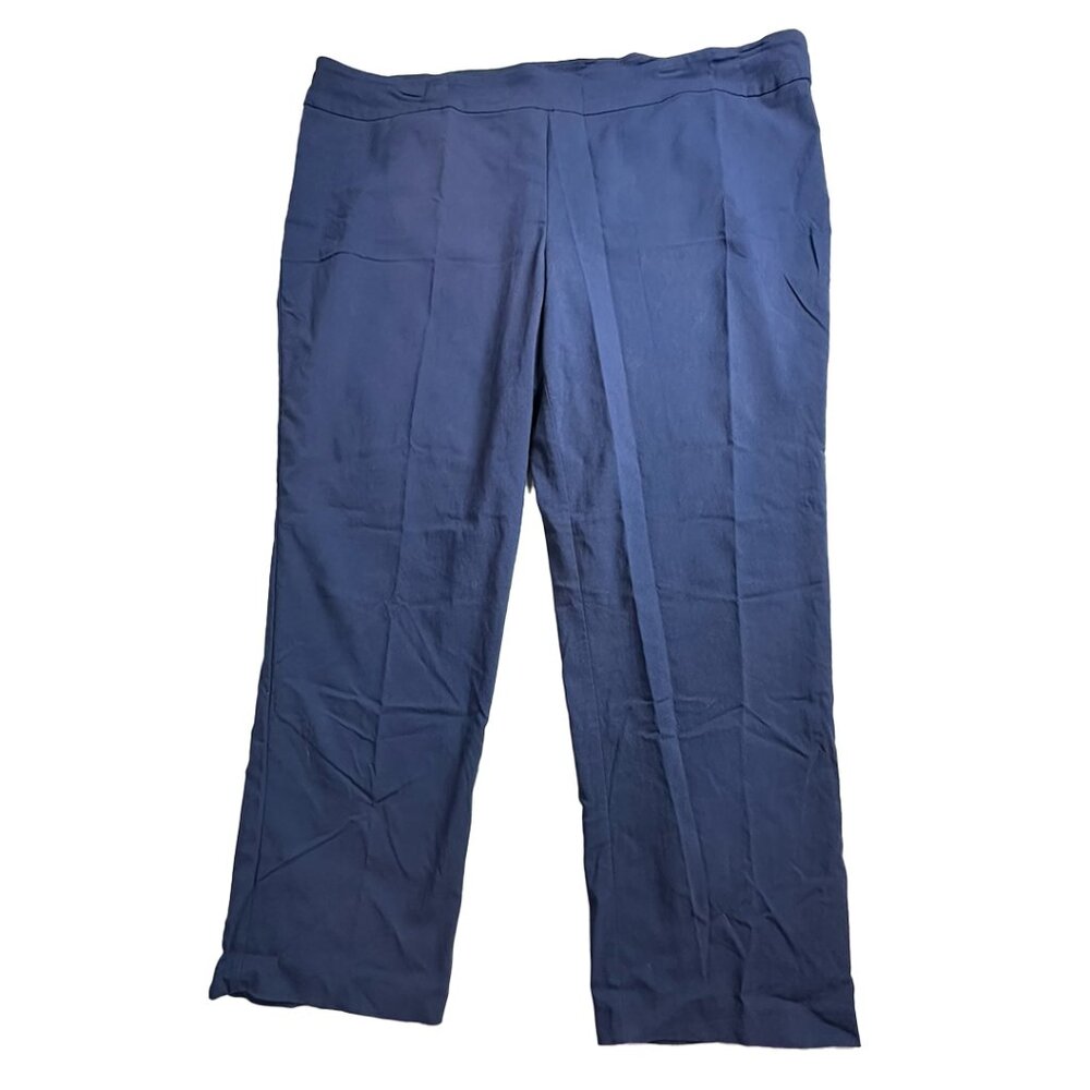 Avenue Pants Womens Size 16 Navy Blue Tapered Flat Front Stretch Casual Comfort